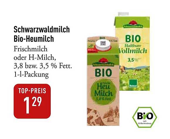 Schwarzwaldmilch Bio-Heumilch 1 l - Top-Preis