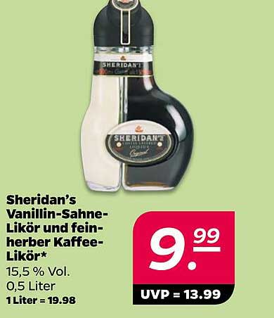 Sheridan's Vanillin-Sahne-Likör und feinaromạtiger Kaffee-Likör