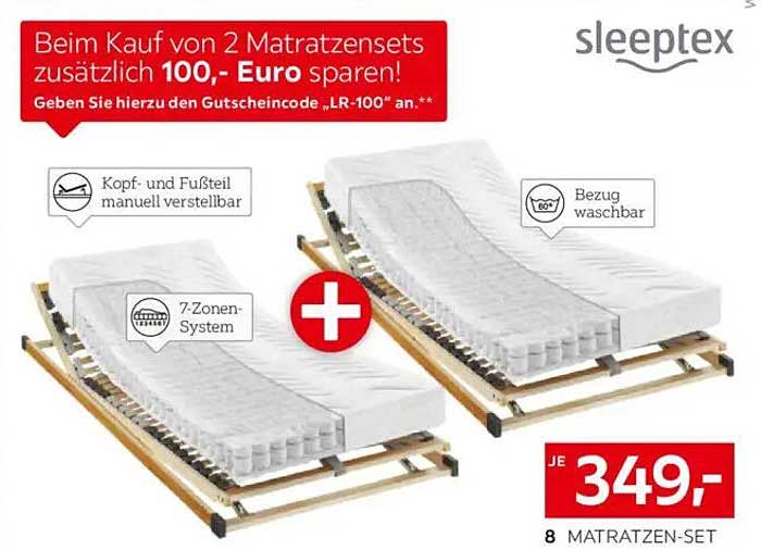 sleeptex Matratzen-Set – Kaufen Sie 2 und sparen Sie 100 Euro!