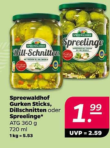 Spreewaldhof Gurken Sticks, Dill-Schnitten oder Spreelinge 360 g