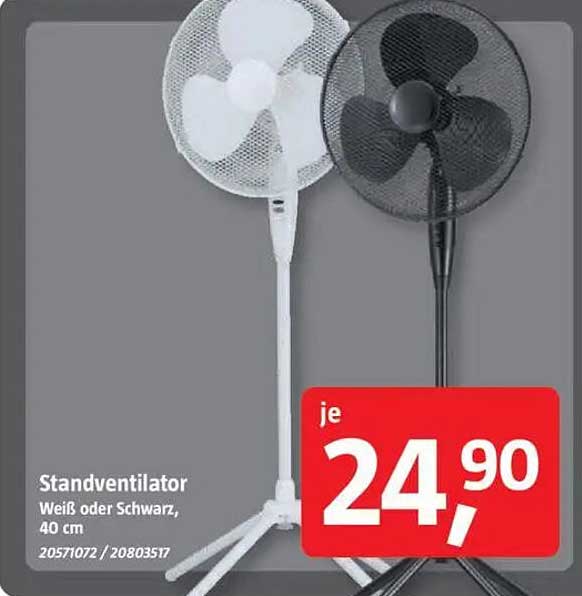 Standventilator Weiß oder Schwarz, 40 cm