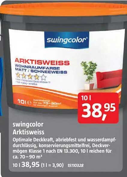 swingcolor Arktisweiss Wohnraumfarbe 10 l