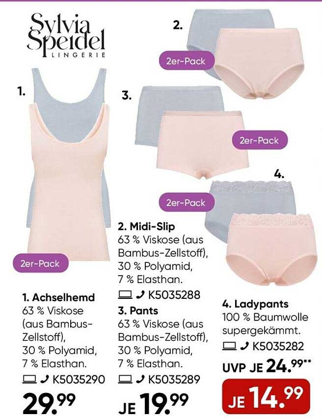 Sylvia Speidel Achselhemd, Midi-Slip, Pants und Ladypants im 2er-Pack
