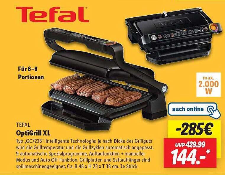 Tefal OptiGrill XL - für 6-8 Portionen
