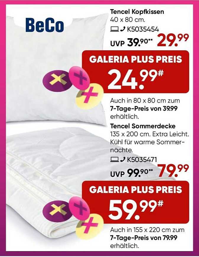 Tencel Kopfkissen 40 x 80 cm und Tencel Sommerdecke 135 x 200 cm