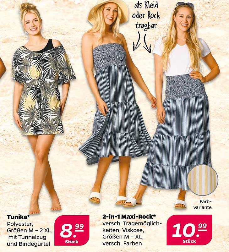 Tunika* und 2-in-1 Maxi-Rock