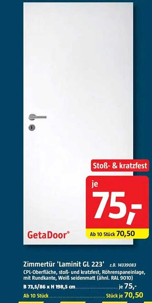 Zimmertür 'Laminat GL 223' von GetaDoor