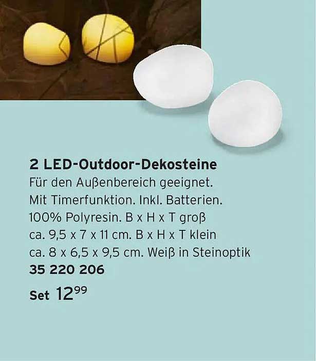 2 LED-Outdoor-Dekosteine