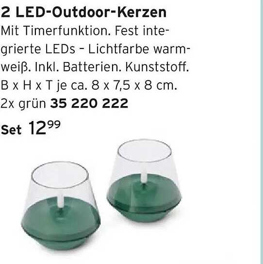 2 LED-Outdoor-Kerzen