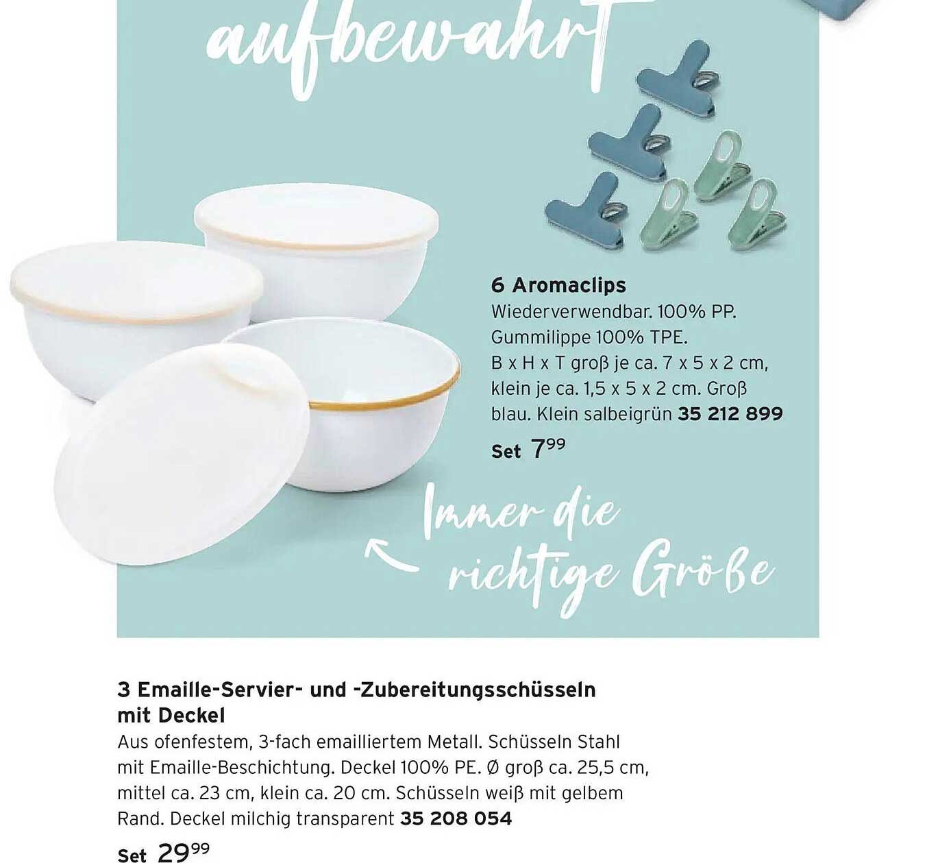 3 Emaille-Servier- und -Zubereitungsschüsseln mit Deckel