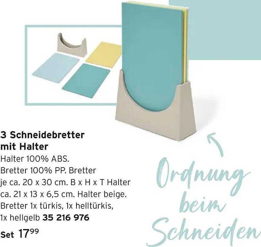 3 Schneidebretter mit Halter