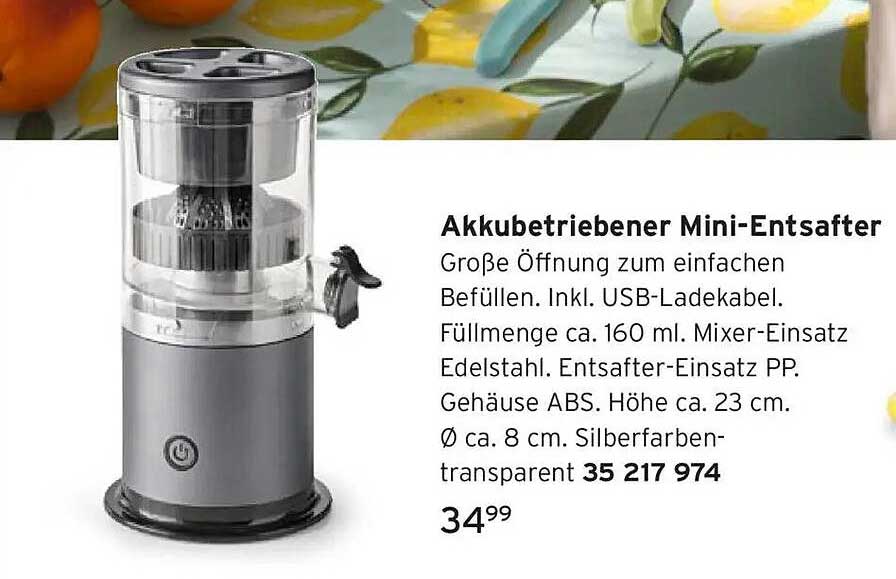 Akkubetriebener Mini-Entsafter
