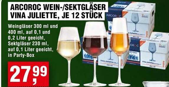 ARCOROC WEIN-/SEKTGLÄSER VINA JULIETTE, JE 12 STÜCK