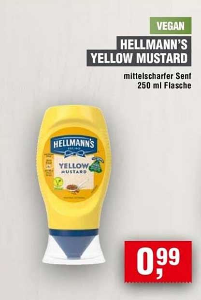HELLMANN'S YELLOW MUSTARD mittelscharfer Senf 250 ml Flasche