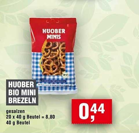 HUOBER BIO MINI BREZELN gesalzen 20 x 40 g Beutel = 8,80 40 g Beutel