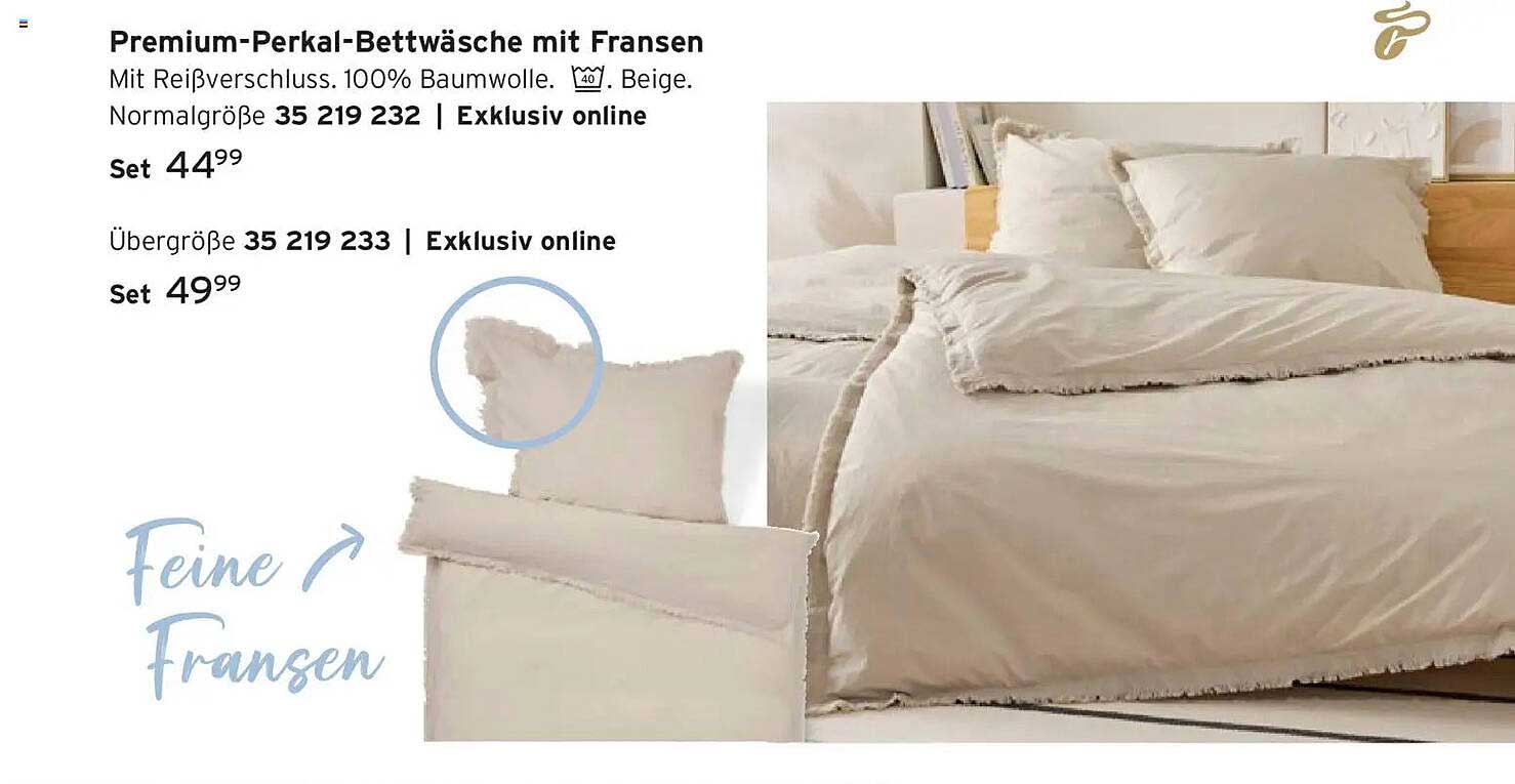 Premium-Perkal-Bettwäsche mit Fransen