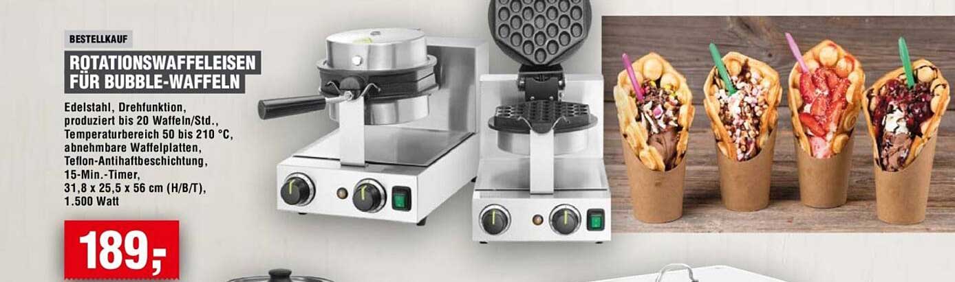 ROTATIONSWAFFELEISEN FÜR BUBBLE-WAFFELN