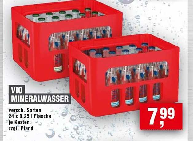 VIO MINERALWASSER versch. Sorten 24 x 0,25 l Flasche je Kasten zzgl. Pfand