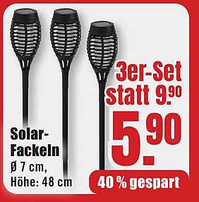 3er-Set Solar-Fackeln Ø 7 cm, Höhe: 48 cm