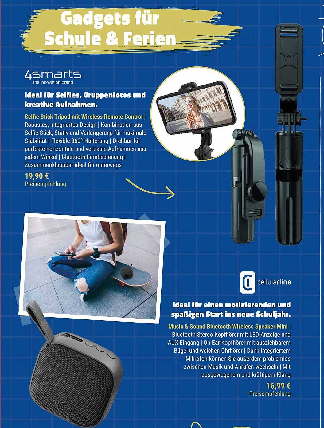 4smarts Selfie Stick Tripod mit Wireless Remote Control