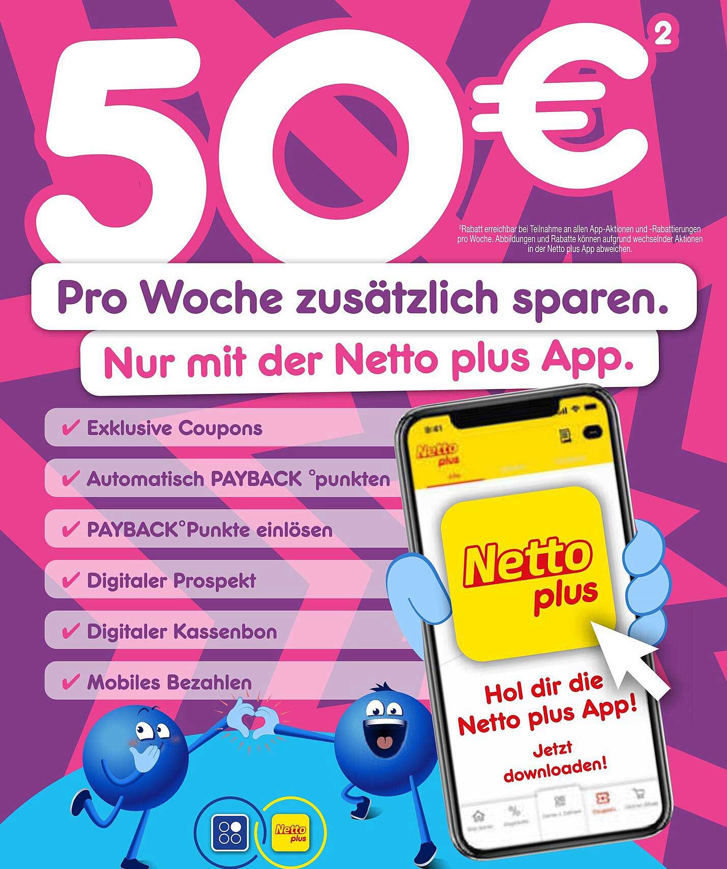 50 € Rabatt pro Woche - Nur mit der Netto plus App