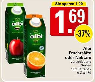 Albi Fruchtsäfte oder Nektare verschiedene Sorten 1L Tetrapak
