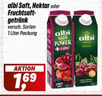 albi Saft, Nektar oder Fruchtsaftgetränk 1 Liter Packung