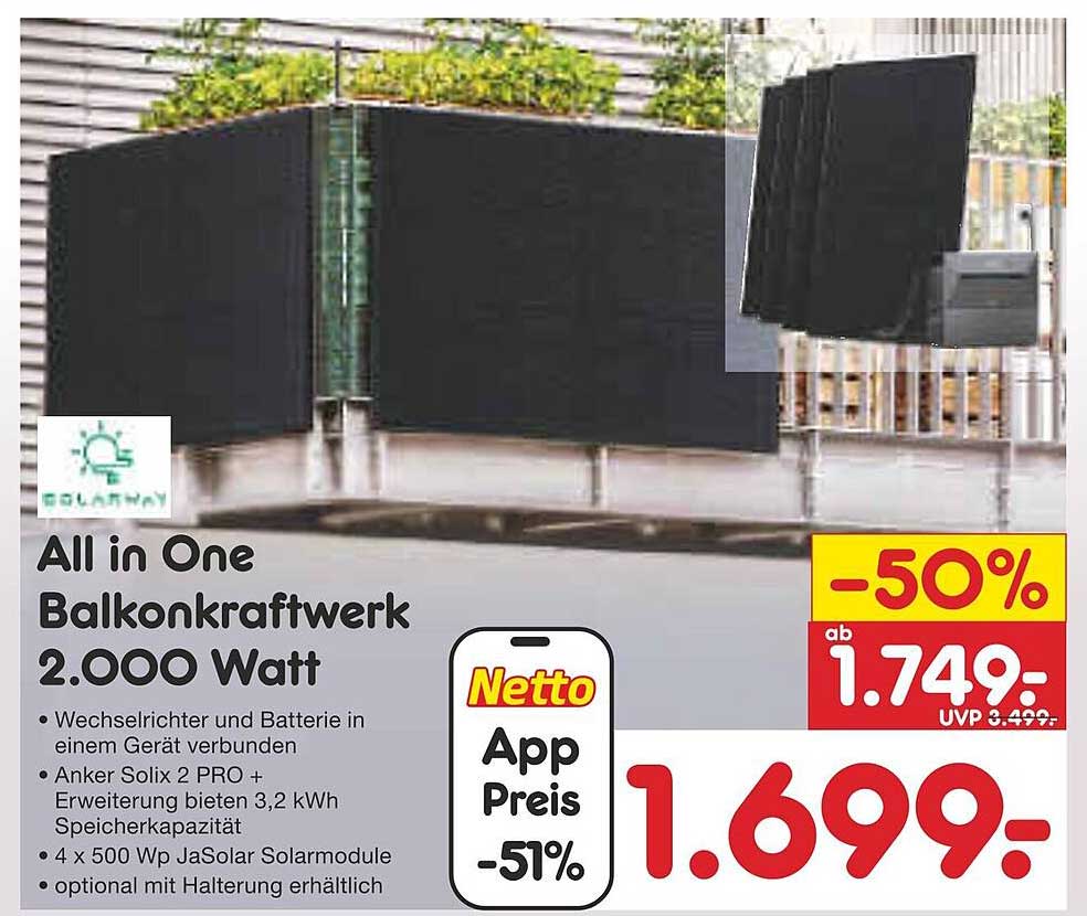 All in One Balkonkraftwerk 2.000 Watt