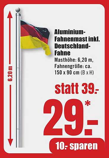 Aluminium-Fahnenmast inkl. Deutschland-Fahne