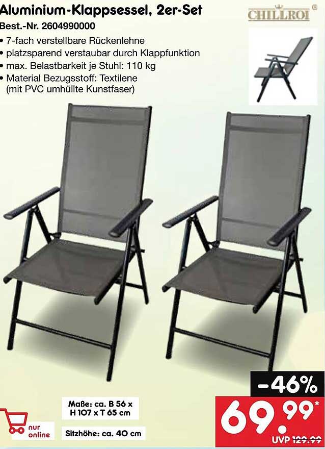 Aluminium-Klappsessel, 2er-Set