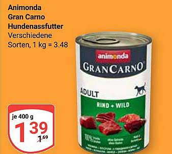 Animonda Gran Carno Hundenassfutter - verschiedene Sorten, 400 g für 1,39 €