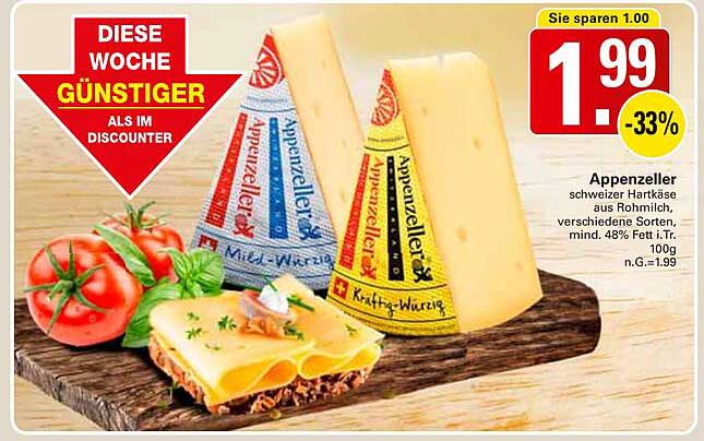 Appenzeller Schweizer Hartkäse aus Rohmilch, verschiedene Sorten