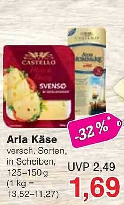 Arla Käse versch. Sorten in Scheiben, 125-150 g