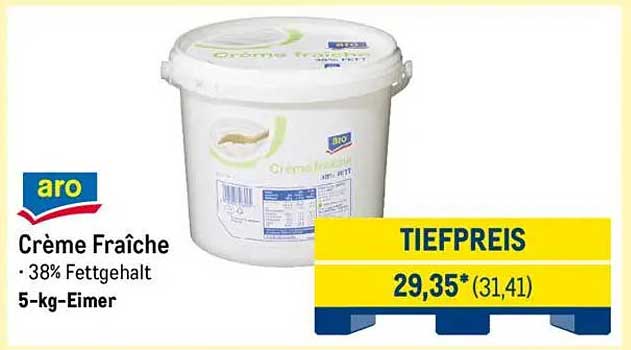 Aro Crème Fraîche 38% Fettgehalt – 5-kg-Eimer