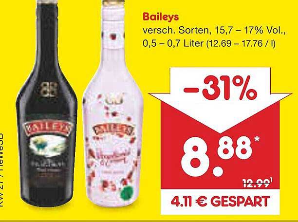 Baileys verschiedene Sorten, 0,5 – 0,7 Liter