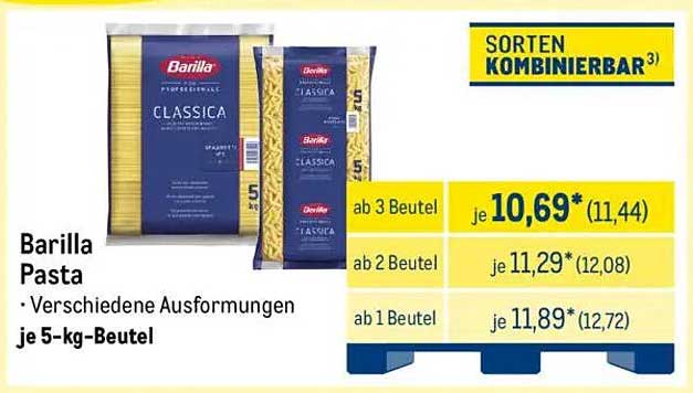 Barilla Pasta - Verschiedene Ausformungen je 5-kg-Beutel