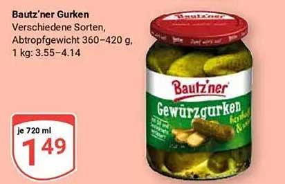 Bautz'ner Gurken - Verschiedene Sorten, Abtropfgewicht 360-420 g