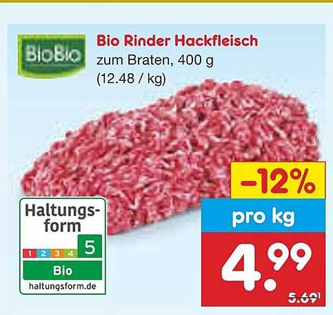 Bio Rinder Hackfleisch zum Braten, 400 g