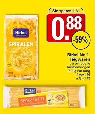 Birkel No.1 Teigwaren - Spiralen und Spaghetti 500g
