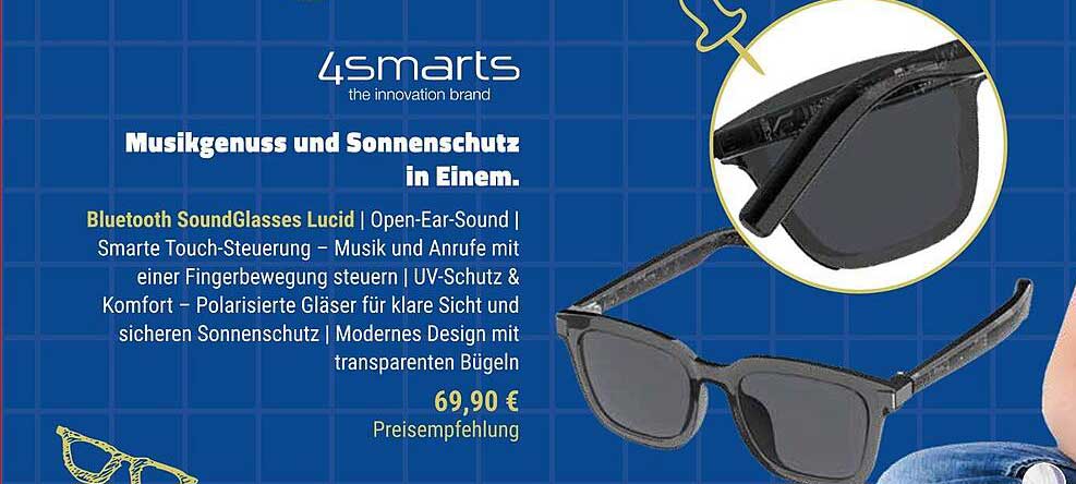 Bluetooth SoundGlasses Lucid von 4smarts - Musikgenuss und Sonnenschutz in Einem