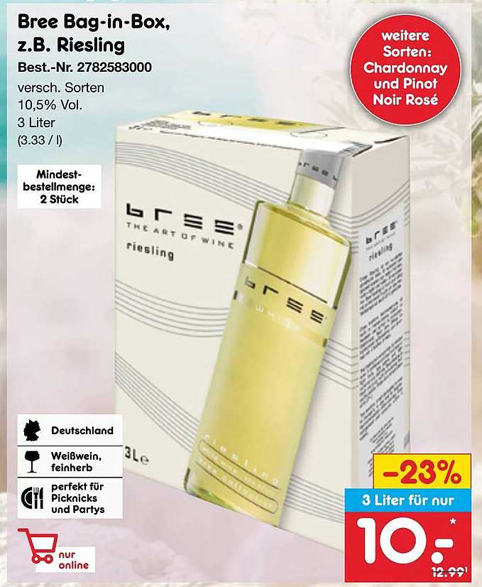 Bree Bag-in-Box, z.B. Riesling