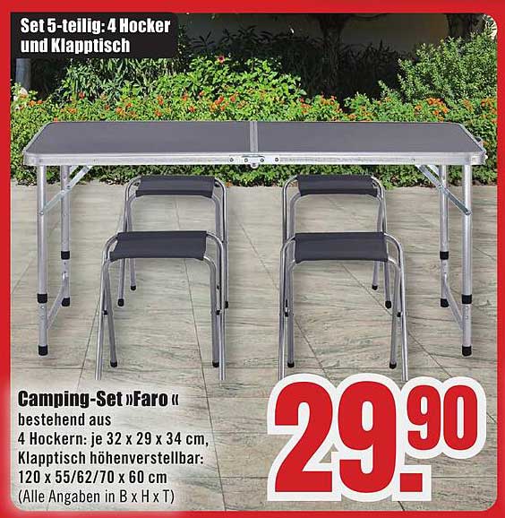 Camping-Set „Faro“ - 4 Hocker und Klapptisch