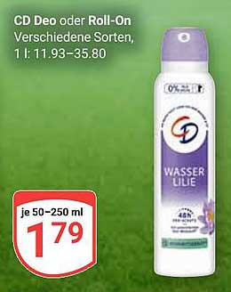 CD Deo oder Roll-On verschiedene Sorten, Wasserlilie