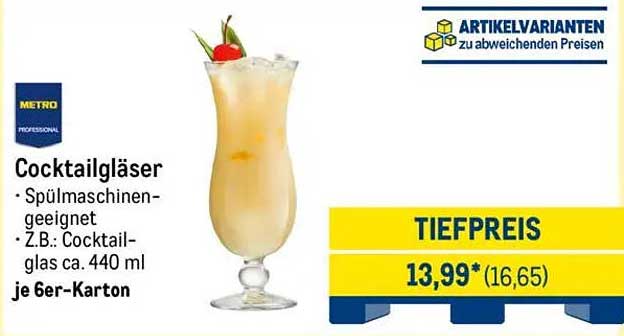 Cocktailgläser 440 ml im 6er-Karton