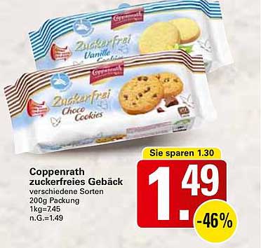 Coppenrath zuckerfreies Gebäck verschiedene Sorten 200g Packung