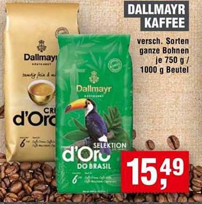Dallmayr Kaffee - verschiedene Sorten ganze Bohnen 750 g