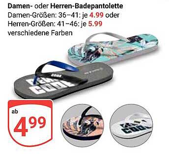 Damen- oder Herren-Badepantoletten ab 4,99 €