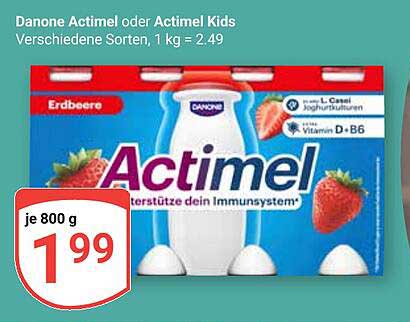 Danone Actimel oder Actimel Kids - Verschiedene Sorten, 800 g für nur 1,99 €
