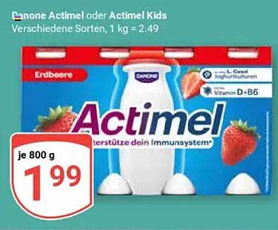 Danone Actimel oder Actimel Kids – Verschiedene Sorten, 800 g für nur 1,99 €