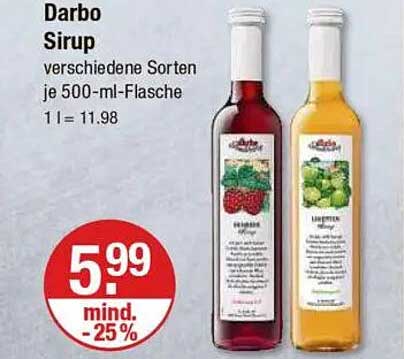 Darbo Sirup verschiedene Sorten je 500-ml-Flasche